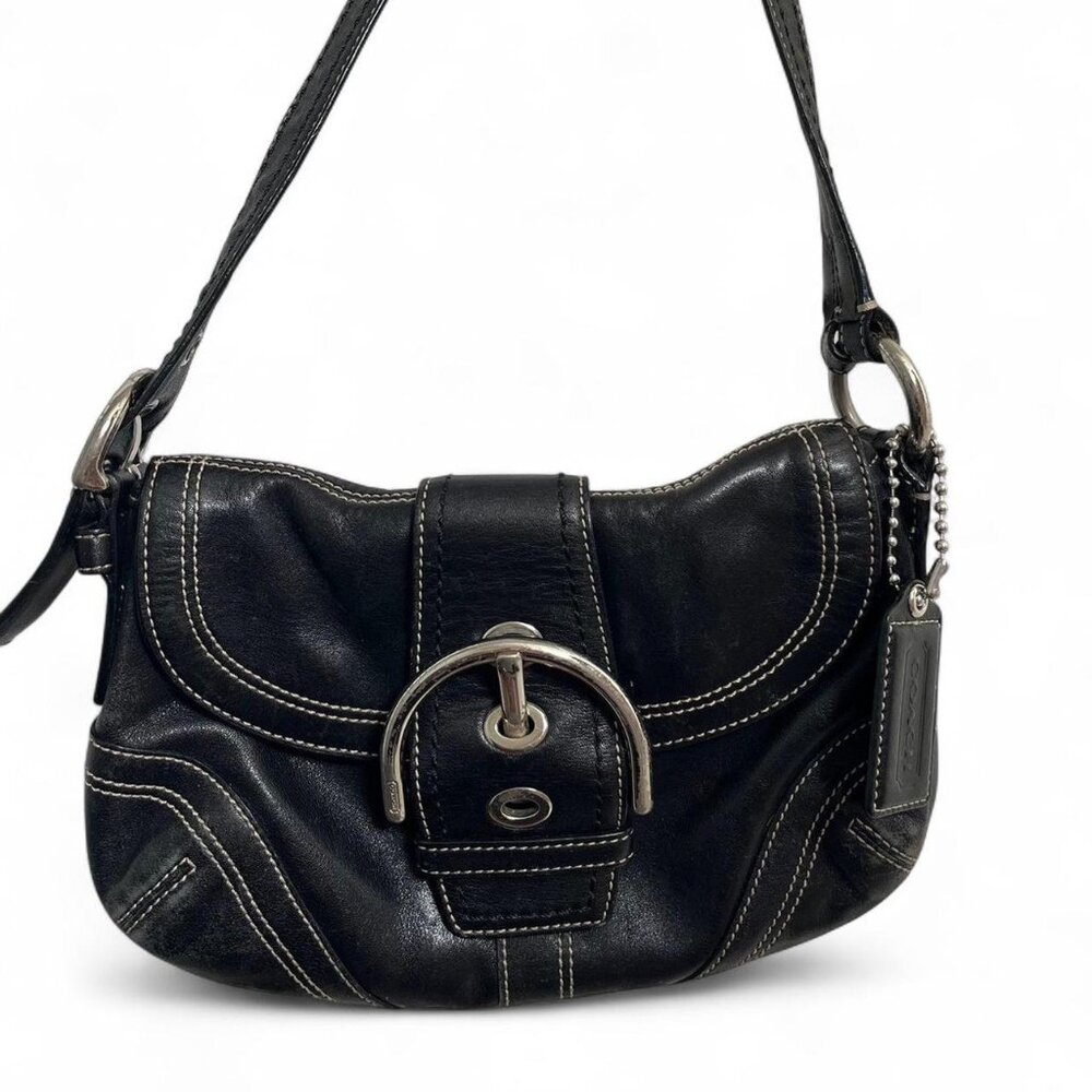 Black leather Coach Soho flap bag!